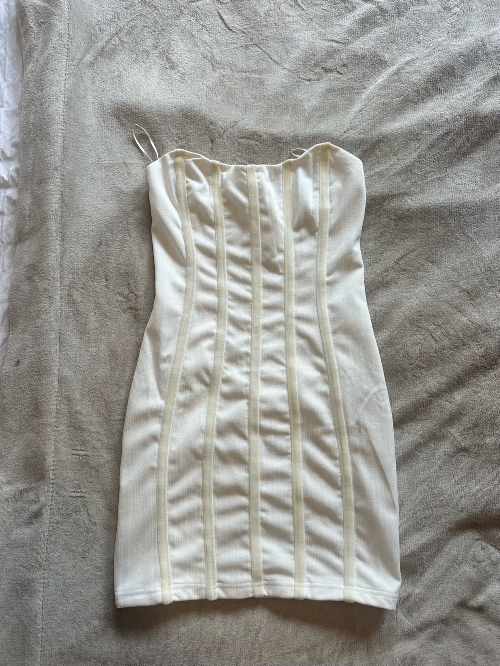 Princess Polly Cream Strapless Ribbed Panel Mini Dress